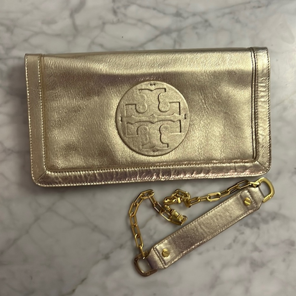 Tory Burch Gold Clutch/shoulder bag